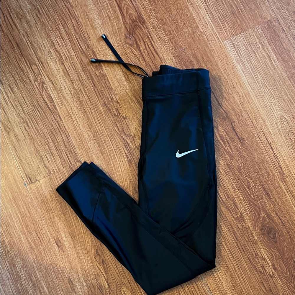 Nike Women's Black Leggings with White Logo
